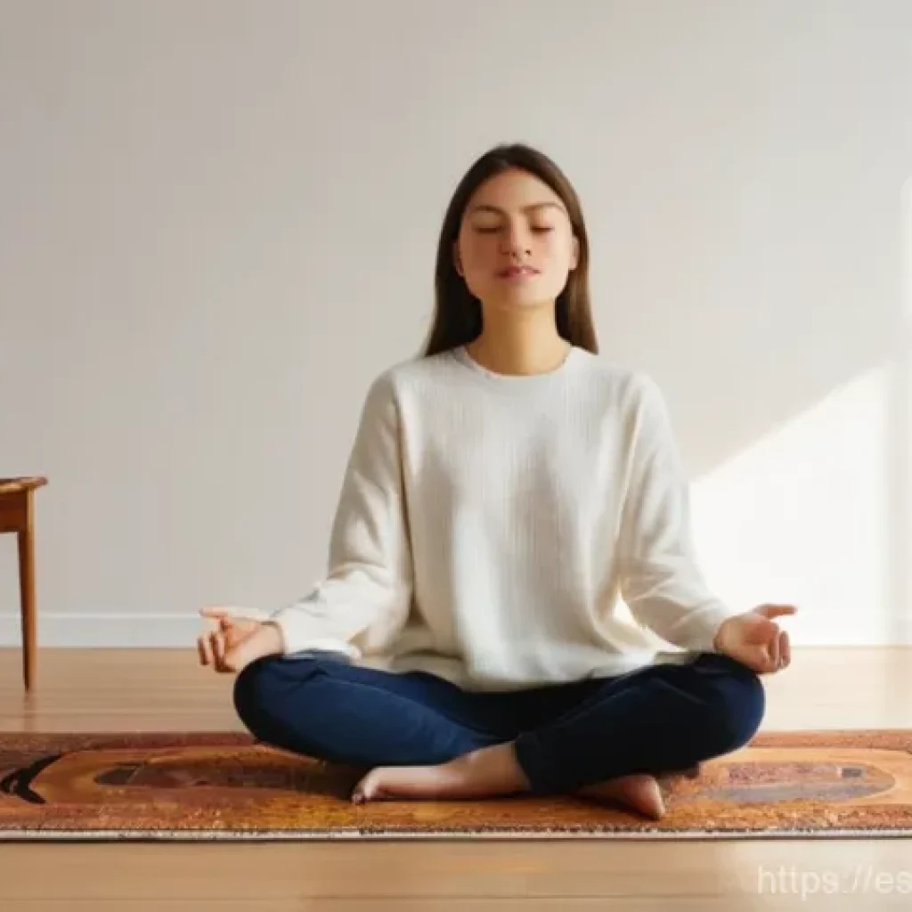 감정 인식 향상을 위한 자기 점검 리스트 - **Prompt: "A serene, contemplative young adult (18-25 years old) sitting comfortably in a well-lit, ...